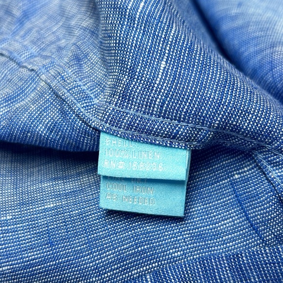 J.McLaughlin Men’s Button Down Long Sleeve 100% Linen Blue Size XL - Picture 5 of 8